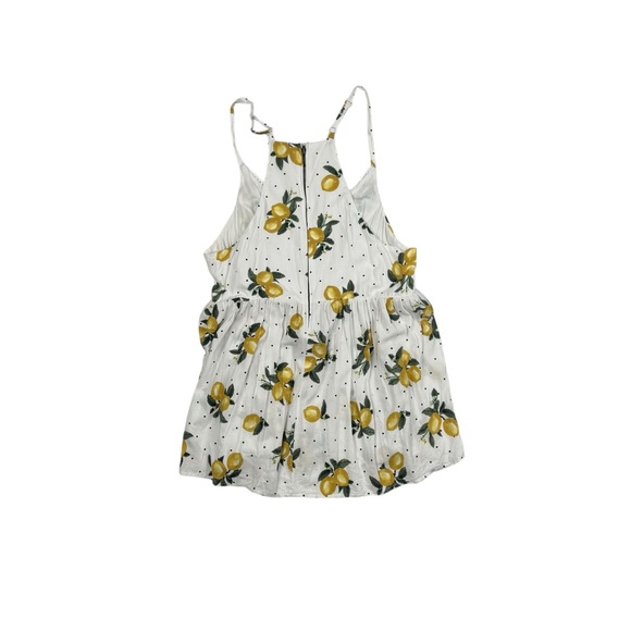 Torrid 00 Lemon Print Babydoll Tank Top Polka Dot Zip Back Cami Size 10-12 - Picture 2 of 8